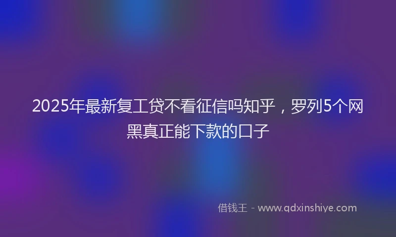 2025年最新复工贷不看征信吗知乎，罗列5个网黑真正能下款的口子