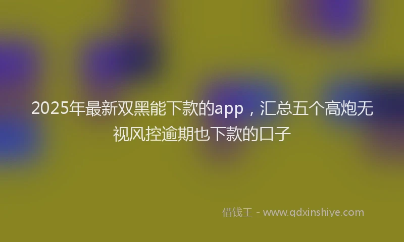 2025年最新双黑能下款的app，汇总五个高炮无视风控逾期也下款的口子