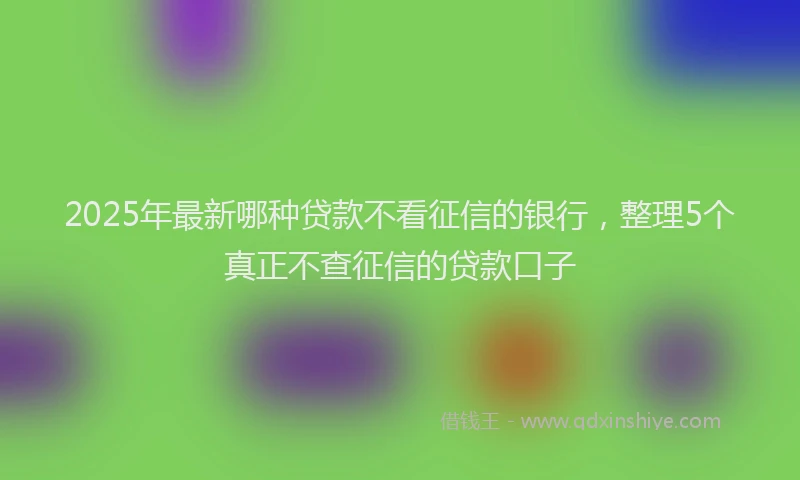 2025年最新哪种贷款不看征信的银行，整理5个真正不查征信的贷款口子