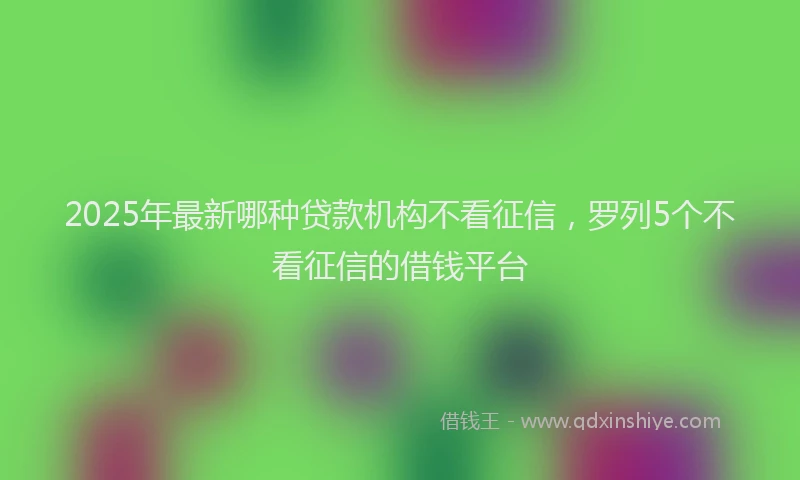 2025年最新哪种贷款机构不看征信，罗列5个不看征信的借钱平台