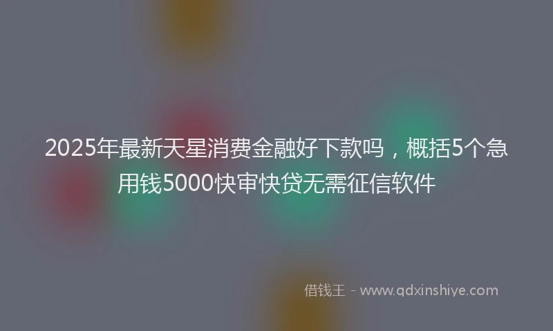 2025年最新天星消费金融好下款吗，概括5个急用钱5000快审快贷无需征信软件