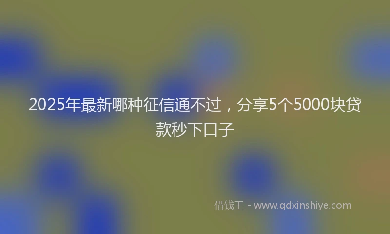 2025年最新哪种征信通不过，分享5个5000块贷款秒下口子