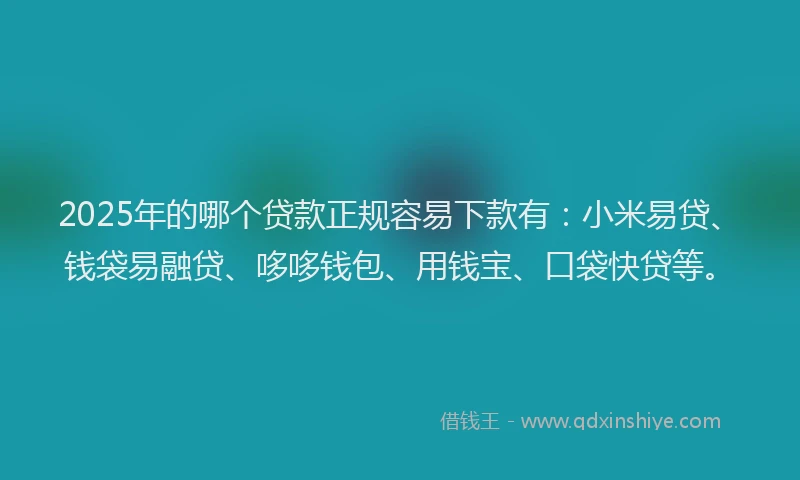 2025年的哪个贷款正规容易下款有：小米易贷、钱袋易融贷、哆哆钱包、用钱宝、口袋快贷等。