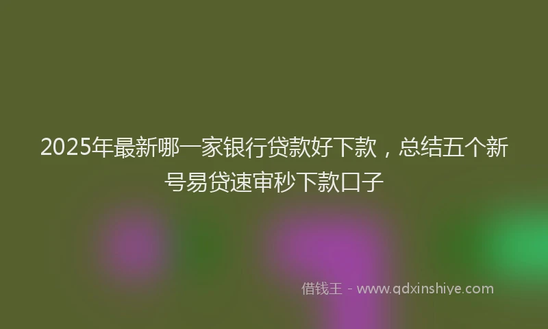2025年最新哪一家银行贷款好下款，总结五个新号易贷速审秒下款口子