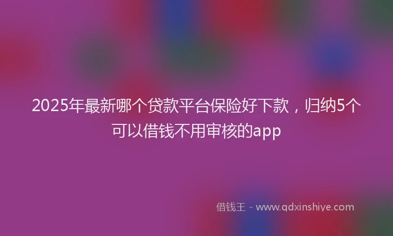 2025年最新哪个贷款平台保险好下款，归纳5个可以借钱不用审核的app