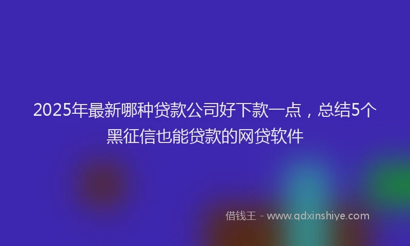2025年最新哪种贷款公司好下款一点，总结5个黑征信也能贷款的网贷软件