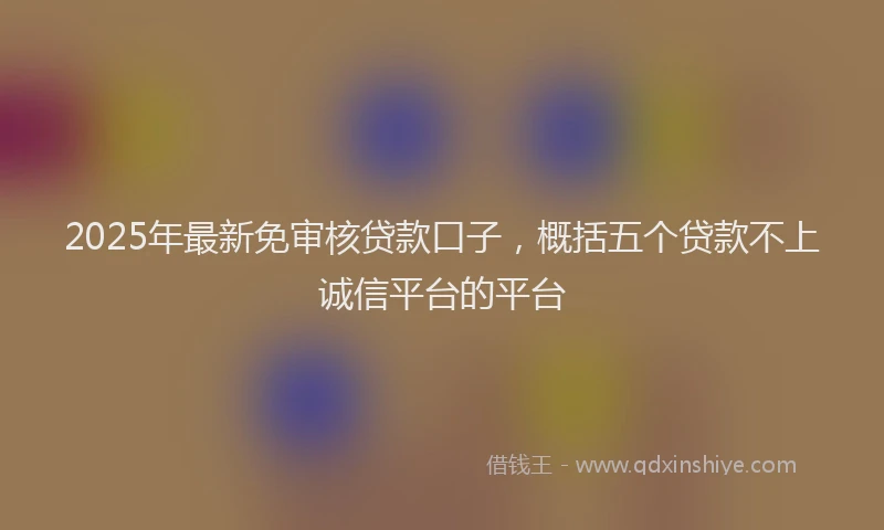 2025年最新免审核贷款口子，概括五个贷款不上诚信平台的平台