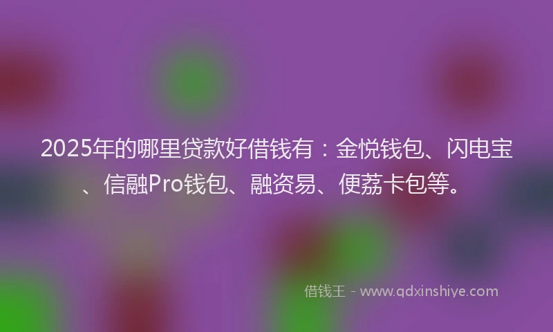 2025年的哪里贷款好借钱有：金悦钱包、闪电宝、信融Pro钱包、融资易、便荔卡包等。