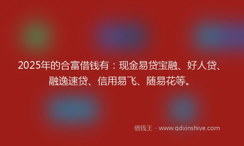 2025年的合富借钱有：现金易贷宝融、好人贷、融逸速贷、信用易飞、随易花等。