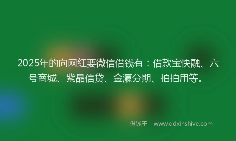 2025年的向网红要微信借钱有：借款宝快融、六号商城、紫晶信贷、金瀛分期、拍拍用等。