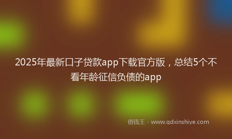 2025年最新口子贷款app下载官方版，总结5个不看年龄征信负债的app