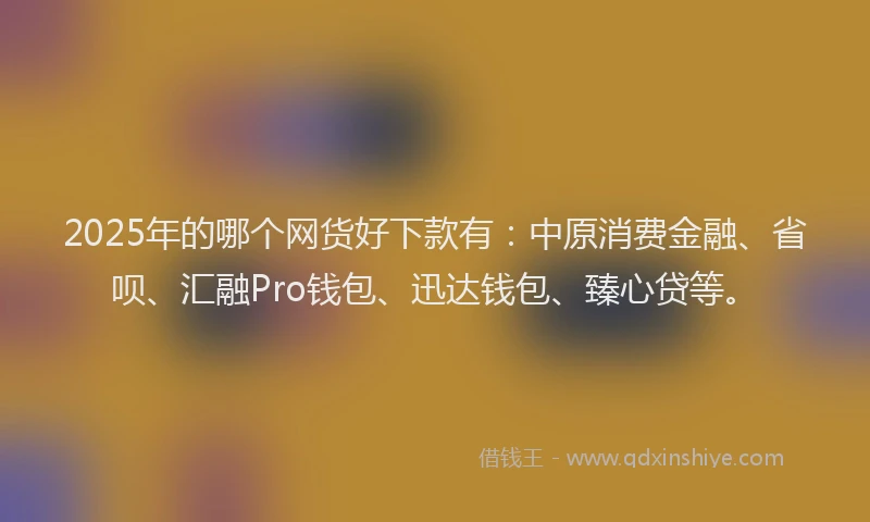 2025年的哪个网货好下款有：中原消费金融、省呗、汇融Pro钱包、迅达钱包、臻心贷等。