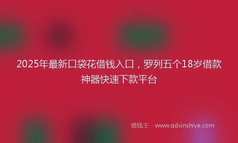 2025年最新口袋花借钱入口，罗列五个18岁借款神器快速下款平台