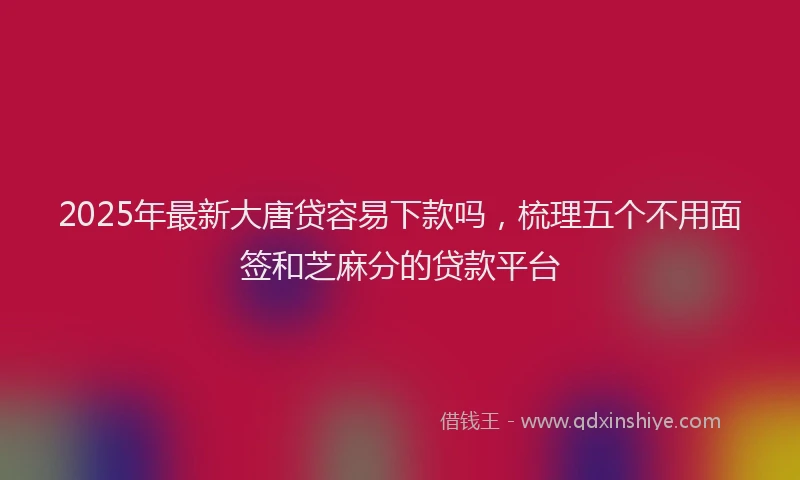 2025年最新大唐贷容易下款吗，梳理五个不用面签和芝麻分的贷款平台