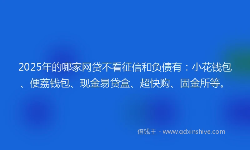 2025年的哪家网贷不看征信和负债有：小花钱包、便荔钱包、现金易贷盒、超快购、固金所等。