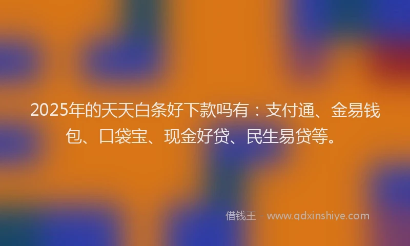 2025年的天天白条好下款吗有：支付通、金易钱包、口袋宝、现金好贷、民生易贷等。