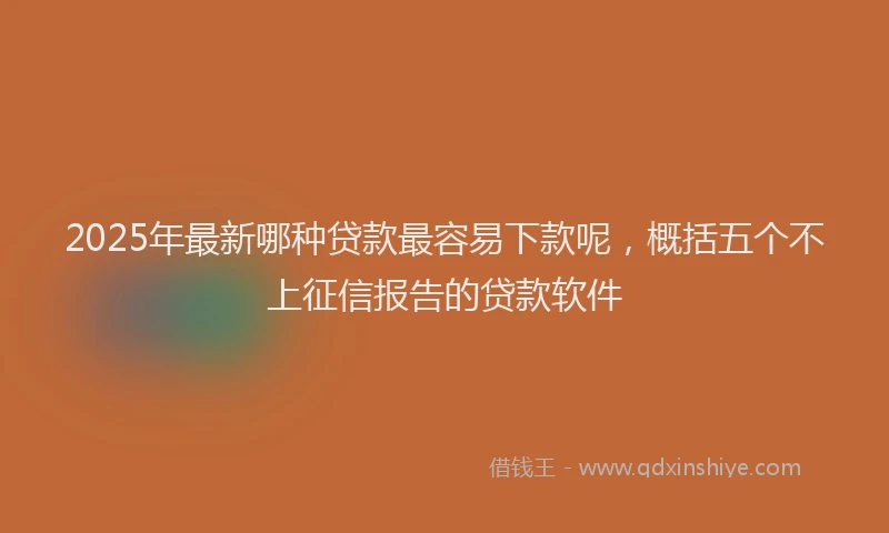 2025年最新哪种贷款最容易下款呢，概括五个不上征信报告的贷款软件