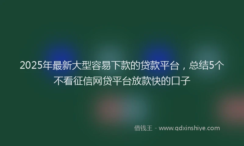 2025年最新大型容易下款的贷款平台，总结5个不看征信网贷平台放款快的口子