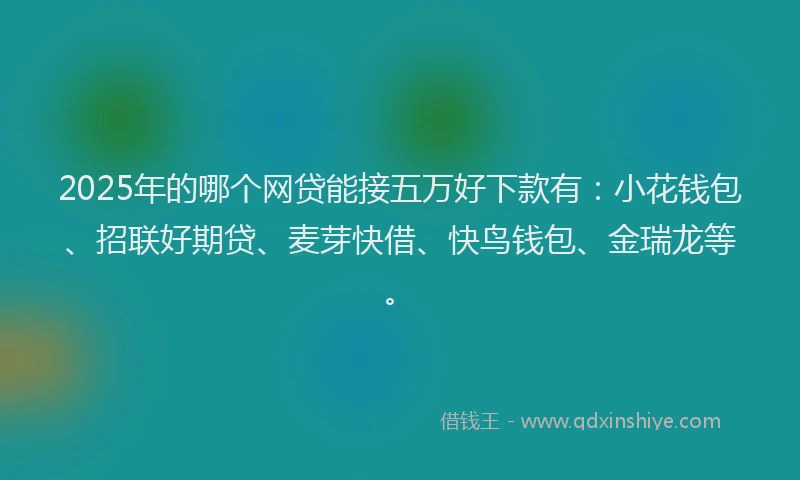2025年的哪个网贷能接五万好下款有：小花钱包、招联好期贷、麦芽快借、快鸟钱包、金瑞龙等。