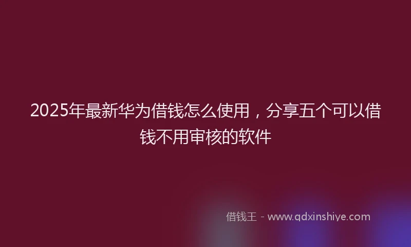 2025年最新华为借钱怎么使用，分享五个可以借钱不用审核的软件