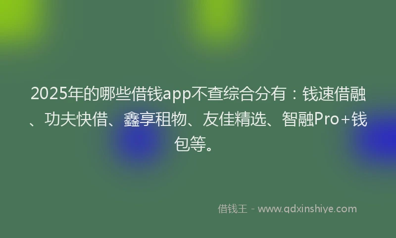 2025年的哪些借钱app不查综合分有：钱速借融、功夫快借、鑫享租物、友佳精选、智融Pro+钱包等。