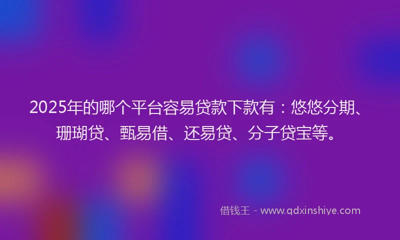 2025年的哪个平台容易贷款下款有：悠悠分期、珊瑚贷、甄易借、还易贷、分子贷宝等。
