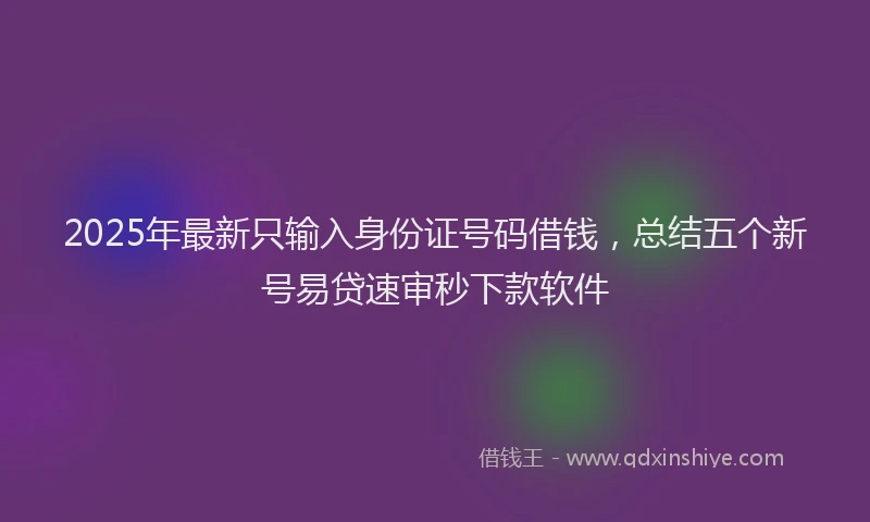 2025年最新只输入身份证号码借钱，总结五个新号易贷速审秒下款软件