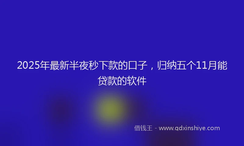 2025年最新半夜秒下款的口子，归纳五个11月能贷款的软件