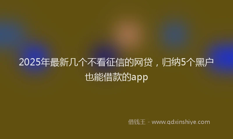 2025年最新几个不看征信的网贷，归纳5个黑户也能借款的app