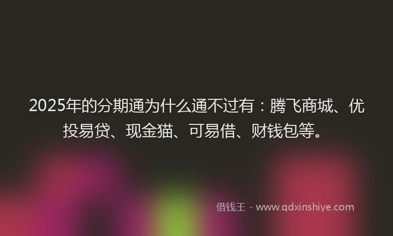 2025年的分期通为什么通不过有：腾飞商城、优投易贷、现金猫、可易借、财钱包等。