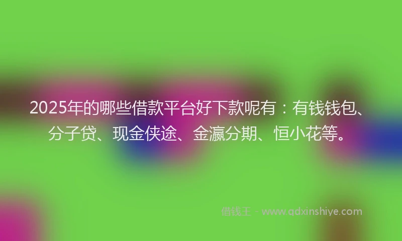 2025年的哪些借款平台好下款呢有：有钱钱包、分子贷、现金侠途、金瀛分期、恒小花等。
