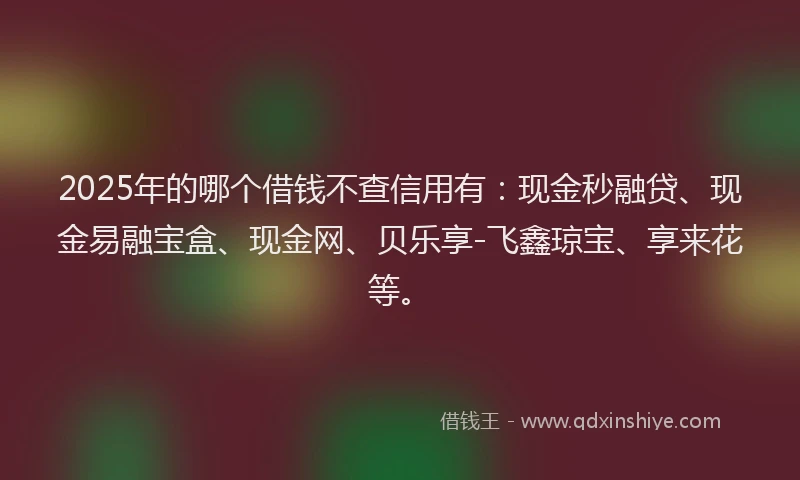 2025年的哪个借钱不查信用有：现金秒融贷、现金易融宝盒、现金网、贝乐享-飞鑫琼宝、享来花等。
