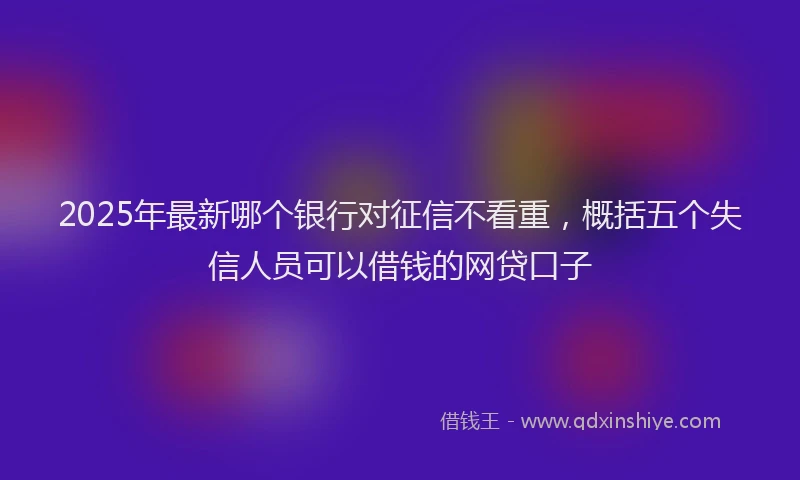 2025年最新哪个银行对征信不看重，概括五个失信人员可以借钱的网贷口子
