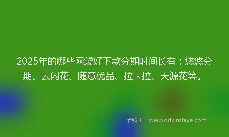 2025年的哪些网袋好下款分期时间长有：悠悠分期、云闪花、随意优品、拉卡拉、天源花等。