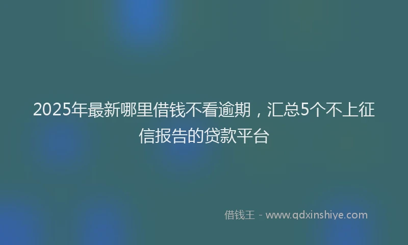 2025年最新哪里借钱不看逾期，汇总5个不上征信报告的贷款平台