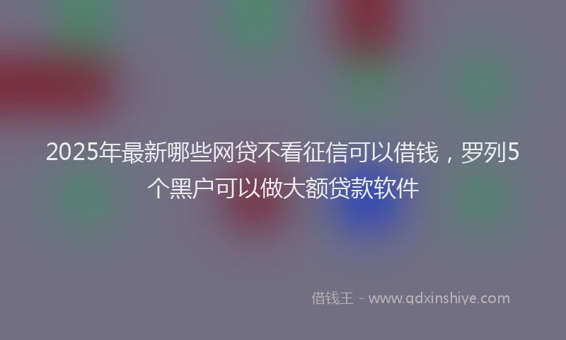 2025年最新哪些网贷不看征信可以借钱，罗列5个黑户可以做大额贷款软件