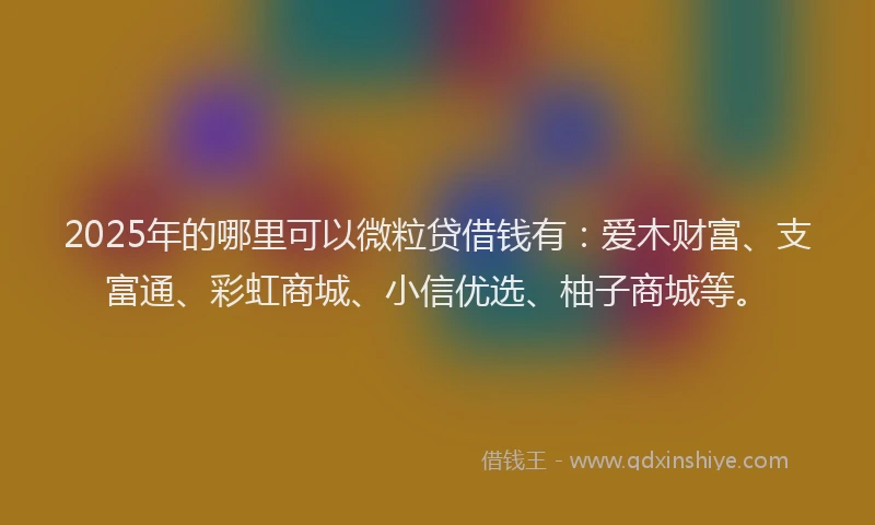 2025年的哪里可以微粒贷借钱有：爱木财富、支富通、彩虹商城、小信优选、柚子商城等。