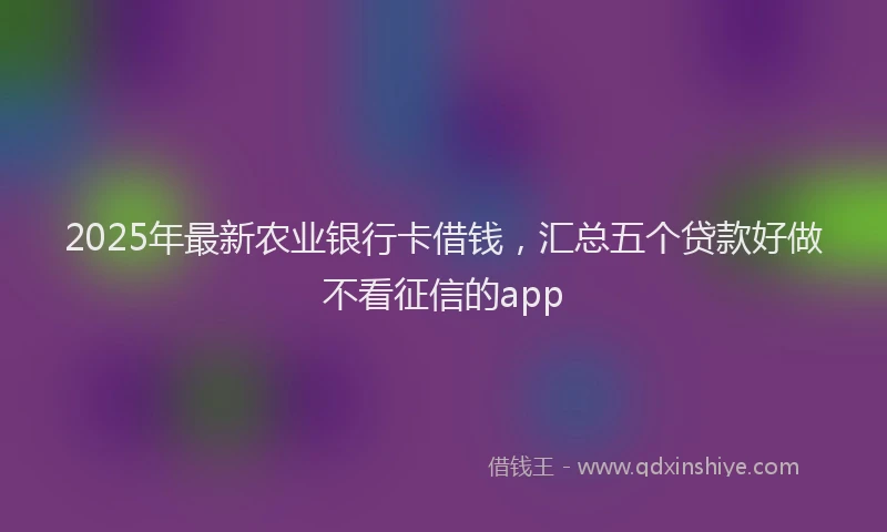 2025年最新农业银行卡借钱，汇总五个贷款好做不看征信的app