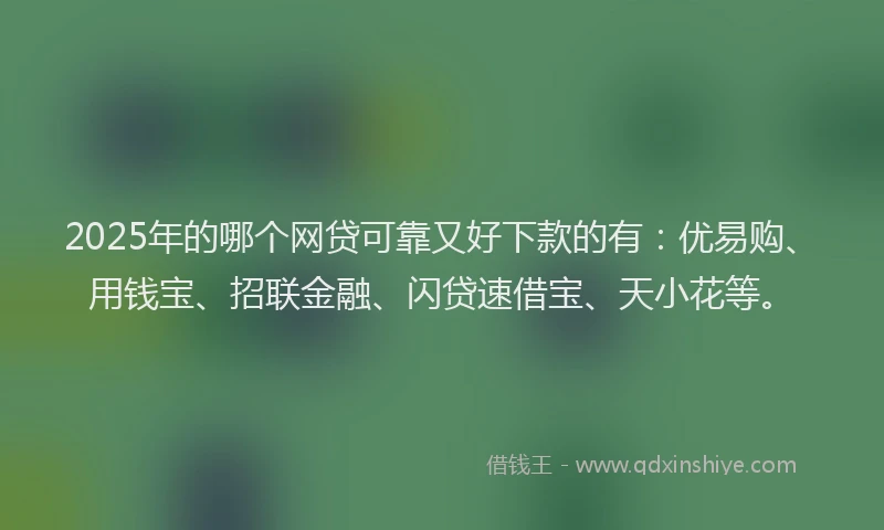 2025年的哪个网贷可靠又好下款的有：优易购、用钱宝、招联金融、闪贷速借宝、天小花等。
