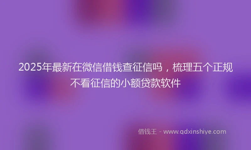 2025年最新在微信借钱查征信吗，梳理五个正规不看征信的小额贷款软件