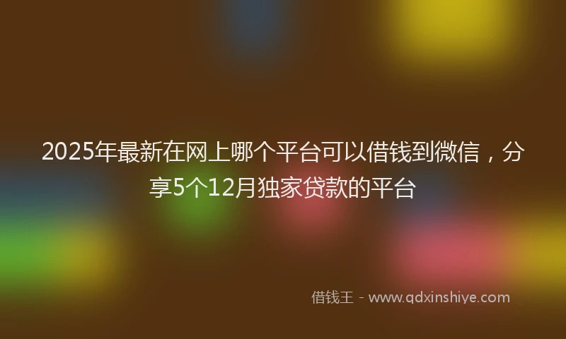 2025年最新在网上哪个平台可以借钱到微信，分享5个12月独家贷款的平台