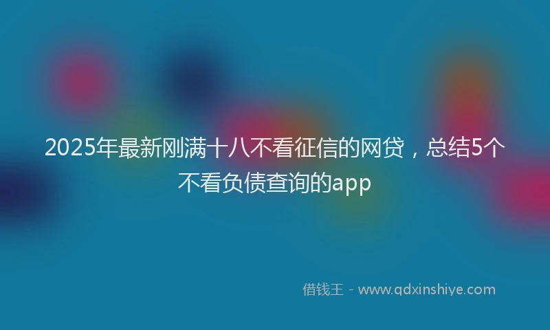 2025年最新刚满十八不看征信的网贷，总结5个不看负债查询的app