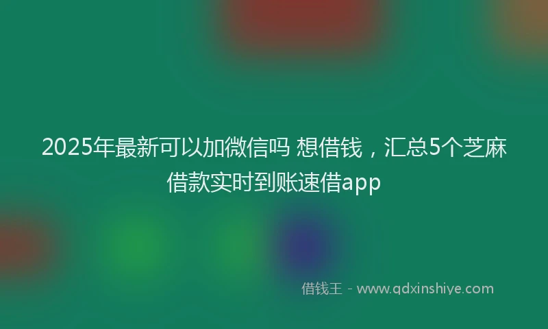 2025年最新可以加微信吗 想借钱，汇总5个芝麻借款实时到账速借app