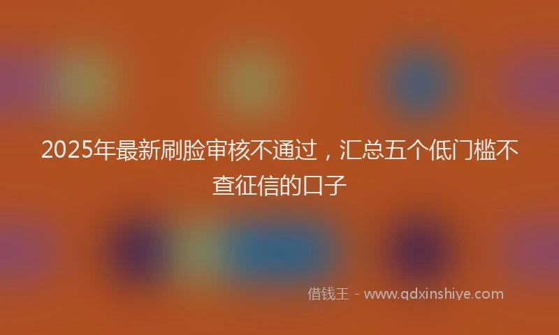 2025年最新刷脸审核不通过，汇总五个低门槛不查征信的口子