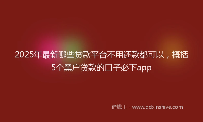 2025年最新哪些贷款平台不用还款都可以，概括5个黑户贷款的口子必下app