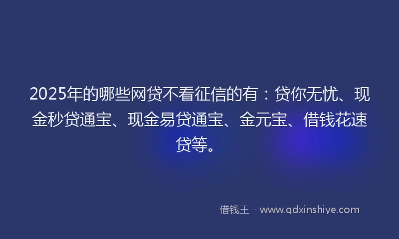 2025年的哪些网贷不看征信的有：贷你无忧、现金秒贷通宝、现金易贷通宝、金元宝、借钱花速贷等。