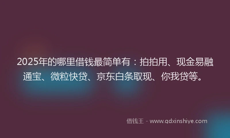2025年的哪里借钱最简单有：拍拍用、现金易融通宝、微粒快贷、京东白条取现、你我贷等。