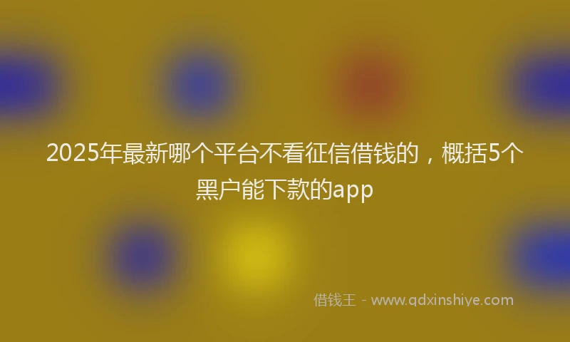 2025年最新哪个平台不看征信借钱的，概括5个黑户能下款的app