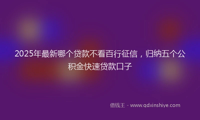 2025年最新哪个贷款不看百行征信，归纳五个公积金快速贷款口子