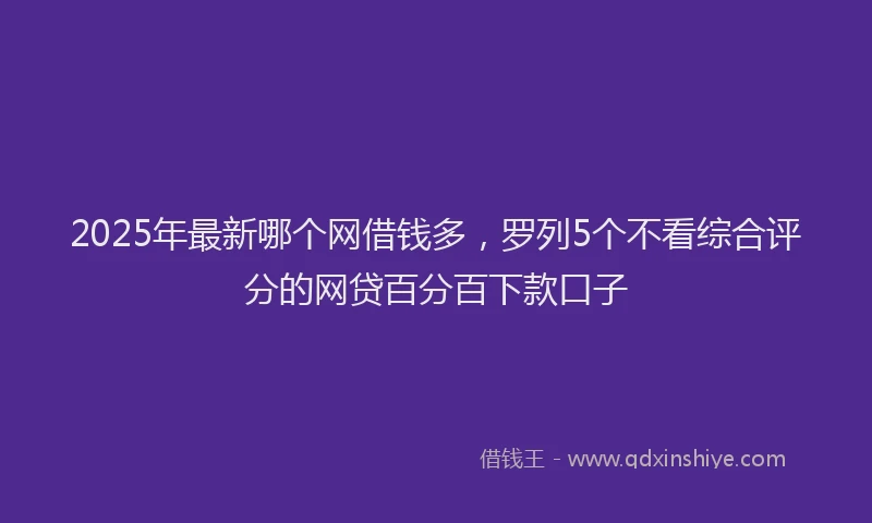 2025年最新哪个网借钱多，罗列5个不看综合评分的网贷百分百下款口子